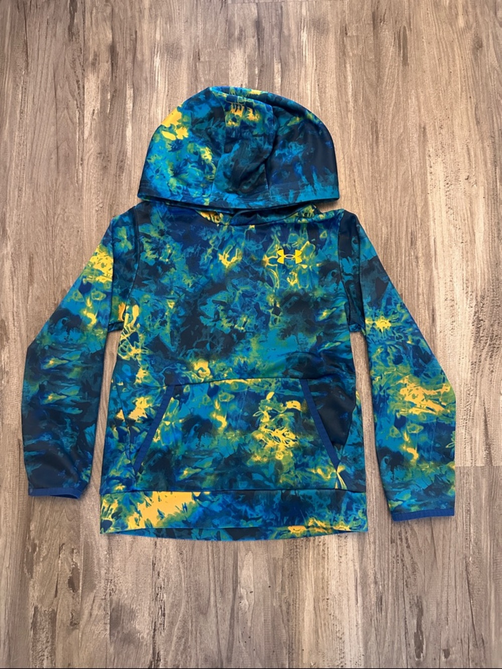 Under Armour Blue & Yellow Tie-Dye Hooded Pullover